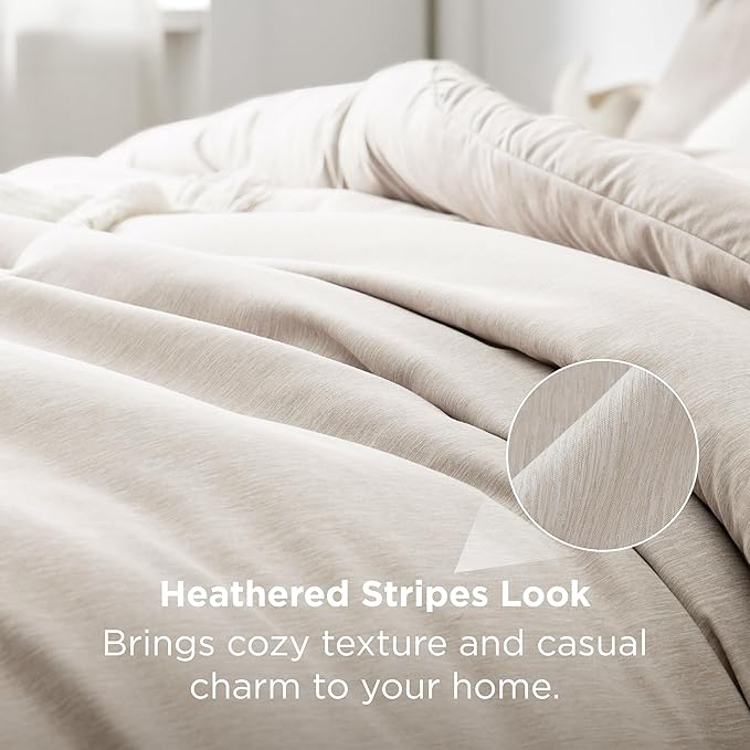 3-Piece Beige Queen Comforter Set – Cationic Dyed, All Season Bedding, 90 x 90 Inches