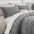 3-Piece Fluffy Queen Comforter Set – Sherpa Grey, Warm & Fuzzy Winter Bedding