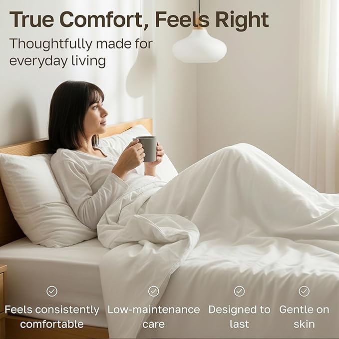 Queen Sheet Set – 100% Cotton, 400 Thread Count Sateen Weave, Deep Pockets, White