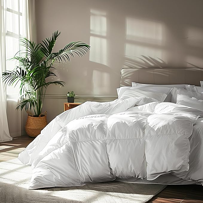 Queen Comforter Duvet Insert – 100% Cotton, Down Fiber Fill, Hypoallergenic, 90 x 90 Inches, White
