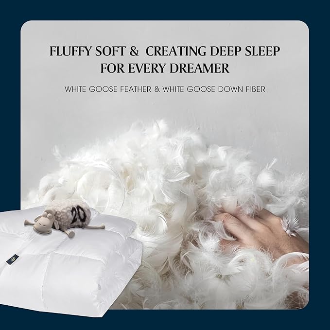 Queen Comforter Duvet Insert – 100% Cotton, Down Fiber Fill, Hypoallergenic, 90 x 90 Inches, White