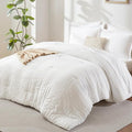 7-Piece White Seersucker Queen Comforter Set – Bed in a Bag, Down Alternative, All Season Bedding