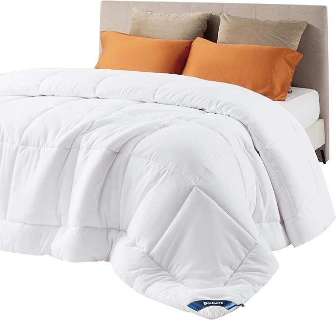 Queen Comforter Duvet Insert – Quilted, Down Alternative, 8 Corner & Side Tabs, 88 x 88 Inches, White