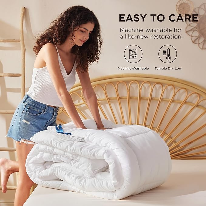 Queen Comforter Duvet Insert – Quilted, Down Alternative, 8 Corner & Side Tabs, 88 x 88 Inches, White