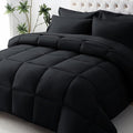7-Piece Black Queen Comforter Set – Oeko-TEX Certified, Down Alternative, Bed in a Bag